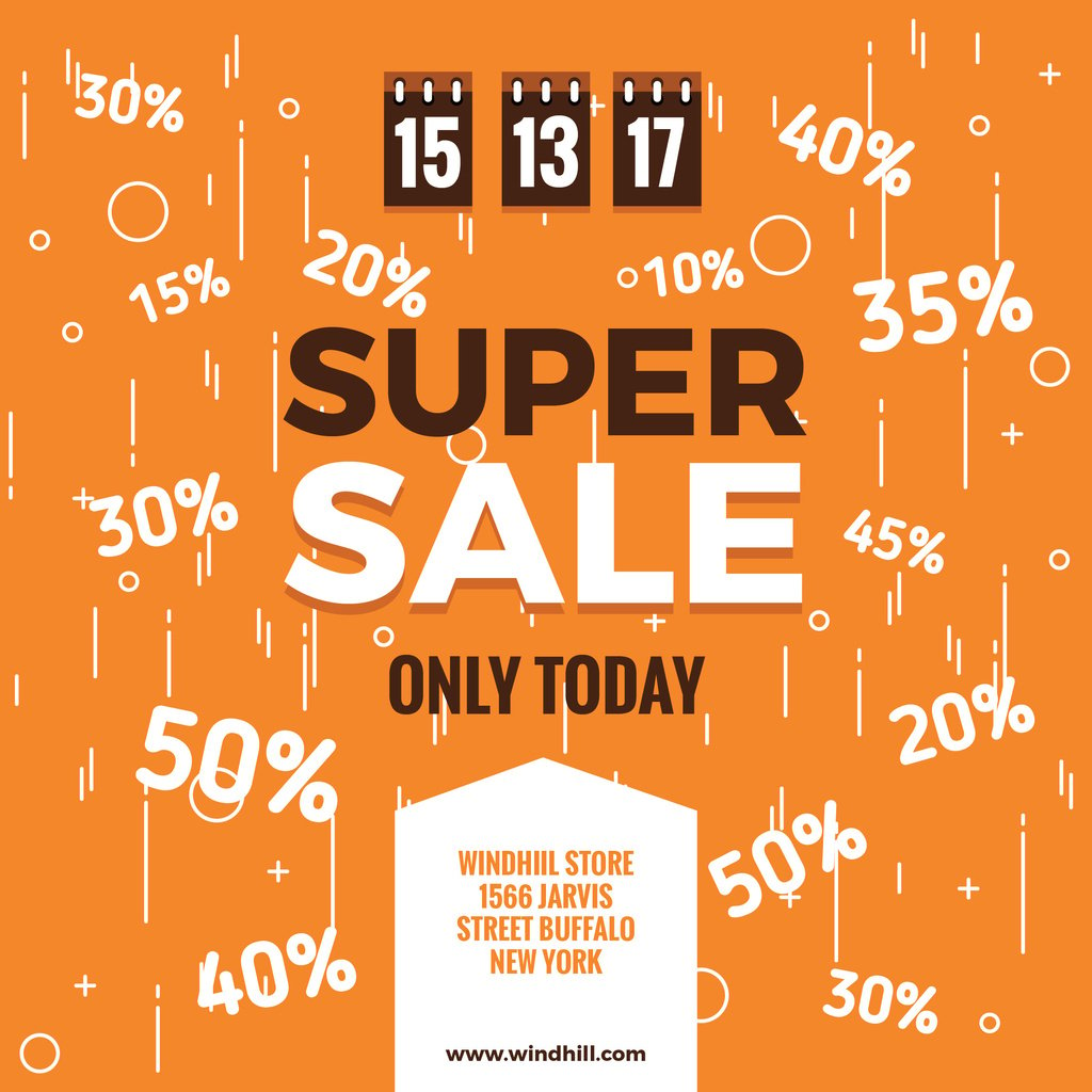 Super sale Ad on orange Instagramデザインテンプレート