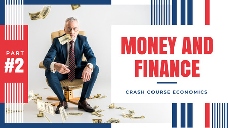 Economics Course Businessman Throwing Money Youtube Thumbnail Modelo de Design