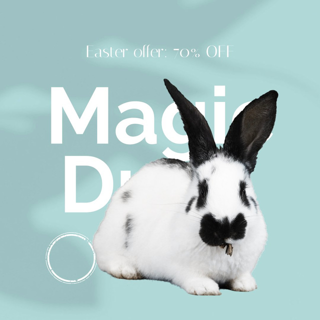 Plantilla de diseño de Magic Drop Offer with cute Easter Bunny Animated Post 