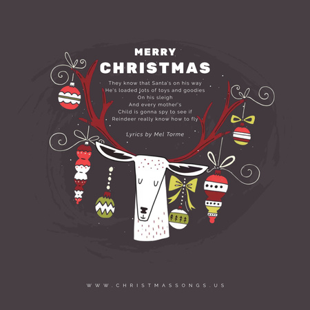 Christmas deer with baubles Animated Post Tasarım Şablonu