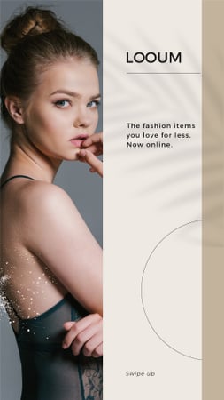 Fashion Sale with Young melancholy Girl Instagram Story Design Template
