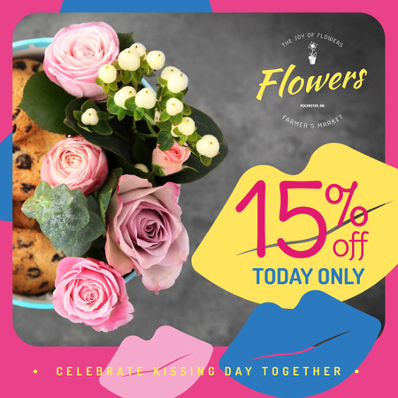 Florist Services Offer Bouquet of Flowers Instagram tervezősablon