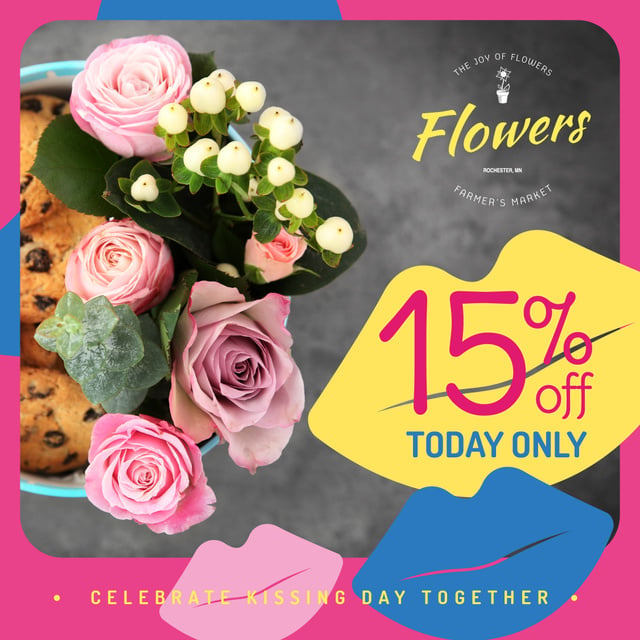 Plantilla de diseño de Florist Services Offer Bouquet of Flowers Instagram 