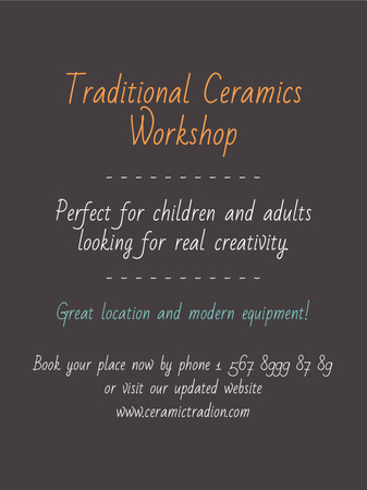 Traditional Ceramics Workshop promotion Poster US – шаблон для дизайну