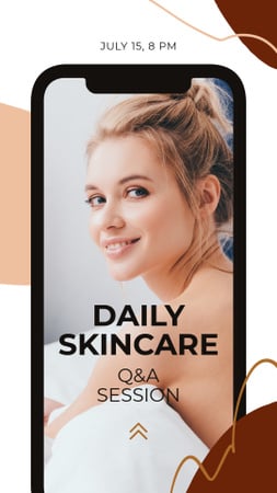 Beauty Blog Ad with Young Girl on Phone screen Instagram Story Πρότυπο σχεδίασης