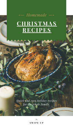 Modèle de visuel Christmas Recipe Roasted Whole Turkey - Instagram Story