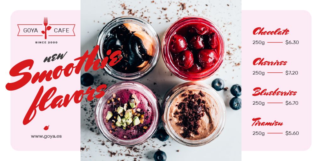 Template di design Cafe Offer with Jars with Fresh Smoothies Twitter