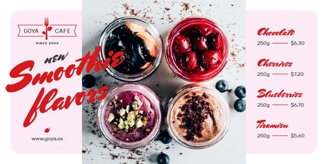 Cafe Offer with Jars with Fresh Smoothies Twitter Tasarım Şablonu