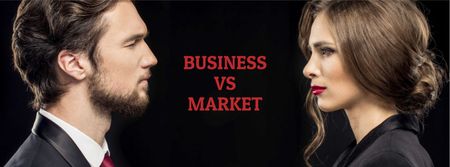 Platilla de diseño Marketing concept Businessman and Businesswoman Facebook cover