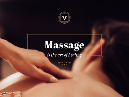 Massage Quote with relaxing Woman Presentationデザインテンプレート
