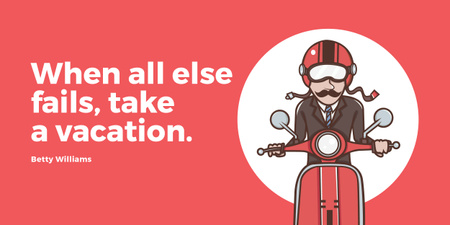Designvorlage Vacation Quote Man on Motorbike in Red für Image