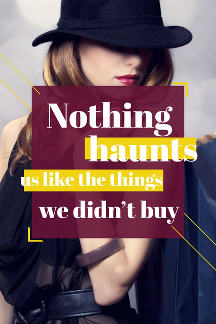 Shopping quote Stylish Woman in Hat Tumblr tervezősablon