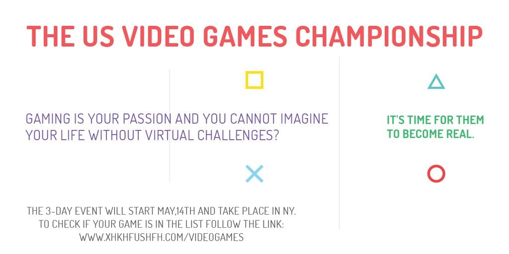 Platilla de diseño Video Games Championship announcement Image