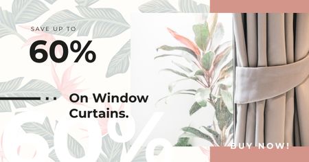Curtains and printed wallpaper Facebook AD Design Template