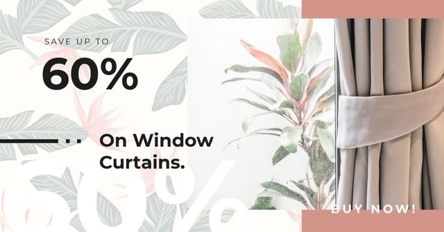 Curtains and printed wallpaper Facebook AD – шаблон для дизайну