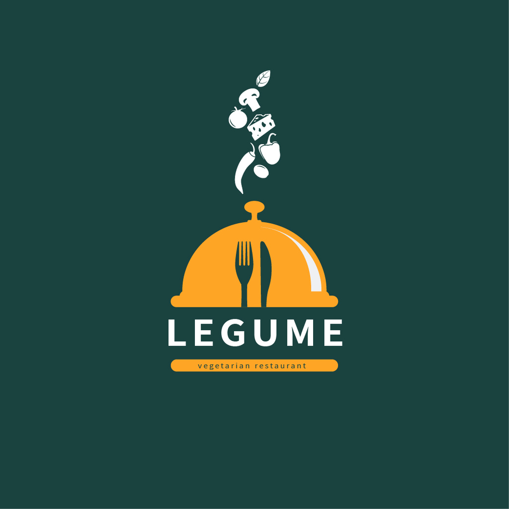 Restaurant Promotion with Food and Cloche Logo Modelo de Design