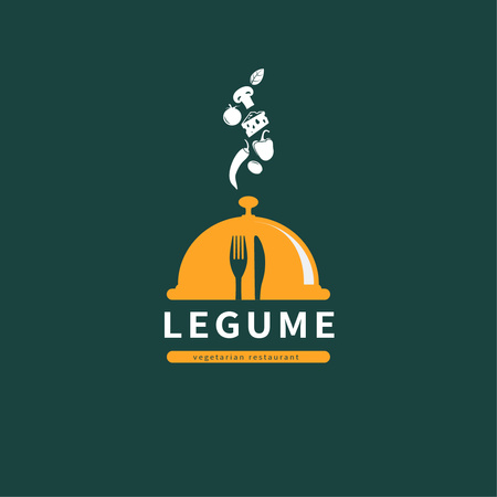 Restaurant Promotion with Food and Cloche Logo Design Template