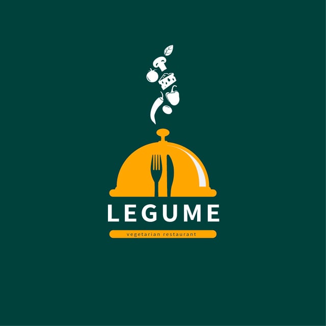 Restaurant Promotion with Food and Cloche Logo Modelo de Design