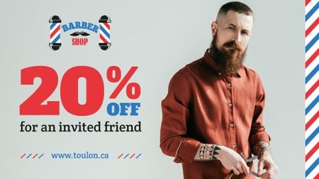 Designvorlage Barbershop Ad Stylish Bearded Barber für Title
