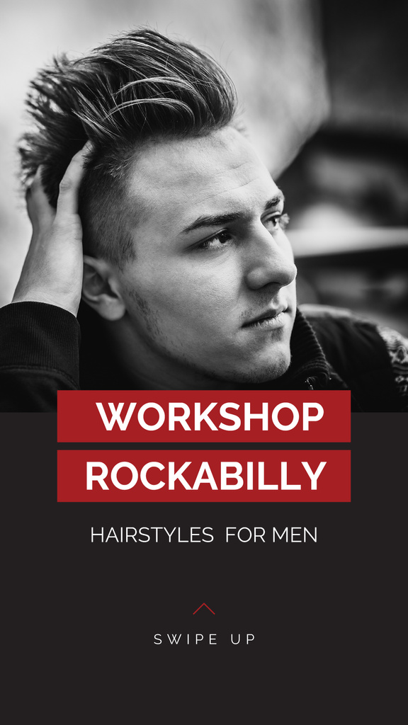 Workshop announcement Man with rockabilly hairstyle Online Instagram Story  Template - VistaCreate