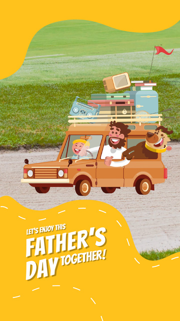 Designvorlage Father's Day Happy Family in Car für Instagram Video Story