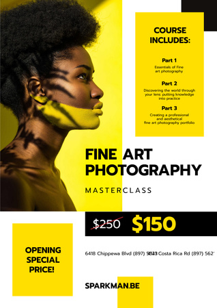 Designvorlage Photography Masterclass Promotion Woman with Creative Makeup für Poster