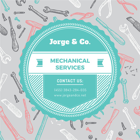 Mechanical services Ad with Tools pattern Instagram Modelo de Design