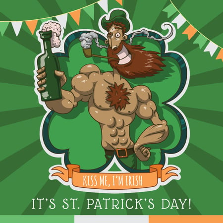 Designvorlage Grußkarte zum St. Patrick's Day mit lustigem Charakter für Instagram AD