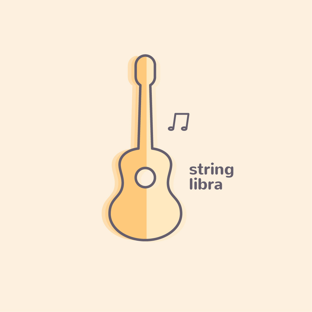 Simple Guitar Silhouette with Note Logo – шаблон для дизайна