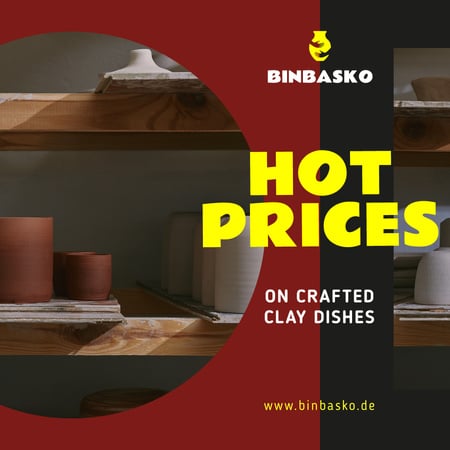 Modèle de visuel Pottery Promotion Ceramics on Shelves - Instagram AD