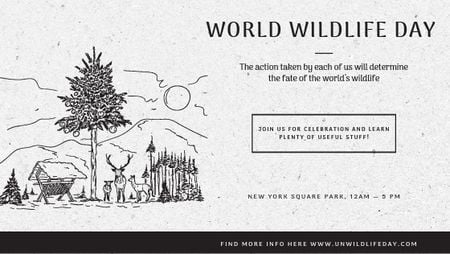 World Wildlife Day Event Announcement Nature Drawing Title Modelo de Design