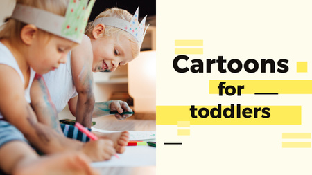 Happy Kids Drawing in Yellow Youtube Thumbnail Design Template
