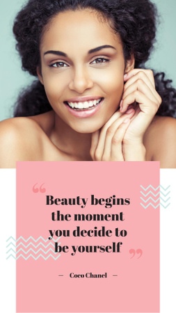 Beauty Quote with smiling Woman with glowing Skin Instagram Story Design Template