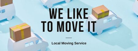 Moving Services ad with Trucks Facebook cover Design Template