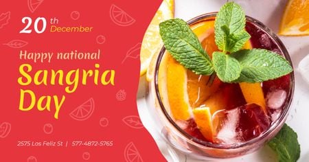 Sangria Day Invitation Drink in Glass Facebook AD Design Template