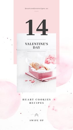 Valentine's Day Heart-Shaped Cookies in Pink box Instagram Story Design Template