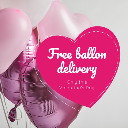 Valentine's Day Balloons Delivery in Pink Instagram AD Design Template