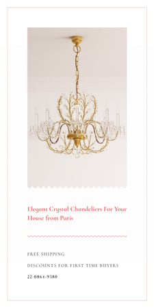 Elegant Crystal Chandelier in White Graphic Design Template