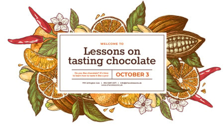 Cocoa Beans and Citruses Frame FB event cover tervezősablon
