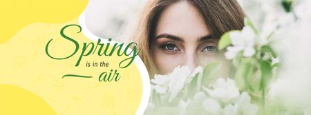 Dreamy girl with Spring Flowers Facebook cover Πρότυπο σχεδίασης