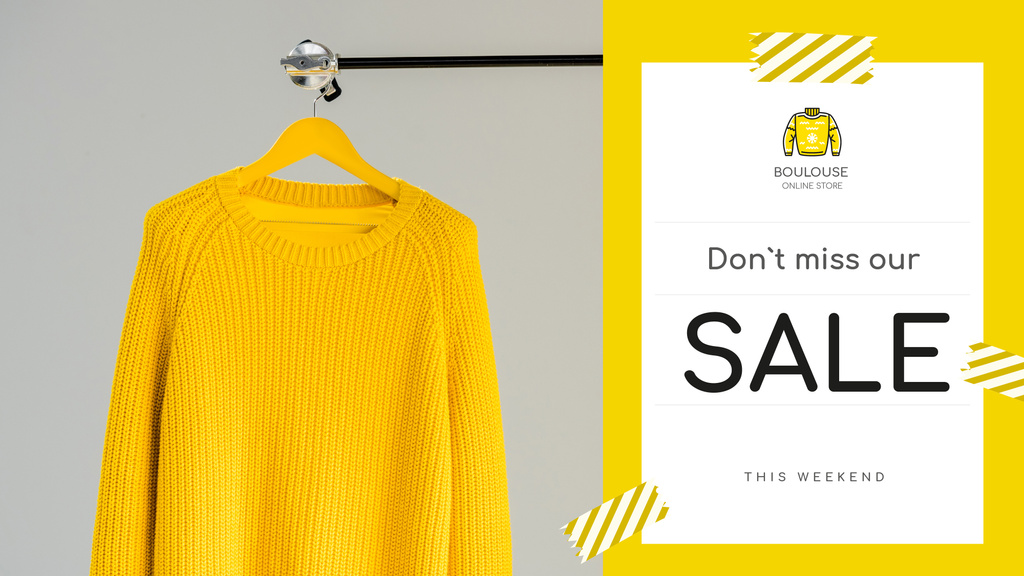 Clothes Store Offer Knitted Sweater in Yellow FB event cover tervezősablon