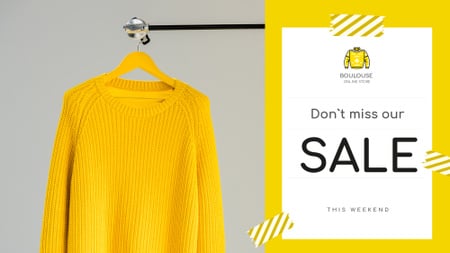 Clothes Store Offer Knitted Sweater in Yellow FB event cover Design Template
