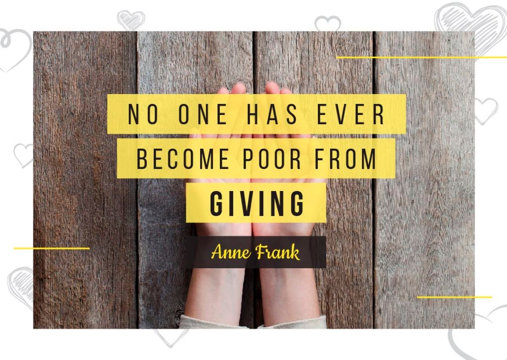 Charity Quote with Open Palms Postcard Design Template
