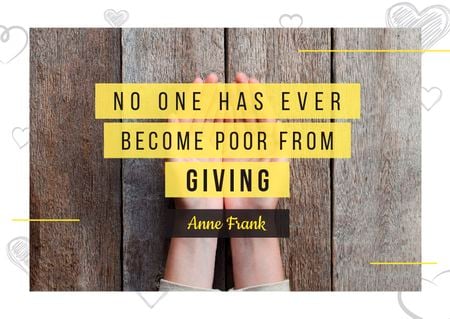 Charity Quote with Open Palms Postcard – шаблон для дизайну