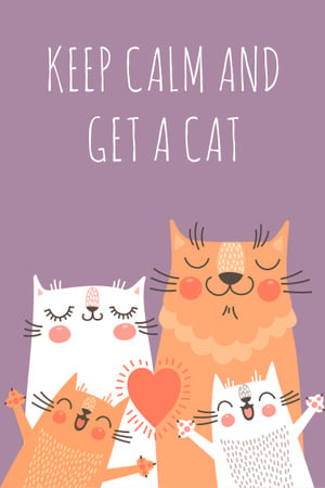 Plantilla de diseño de Funny Citation with Cat Family Pinterest 