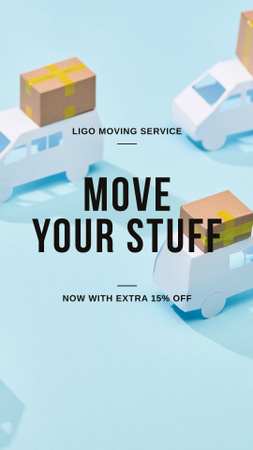 Plantilla de diseño de Moving Services ad with Trucks Instagram Story 