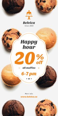 Happy Hour Sale Variety of Muffins Graphic Design Template