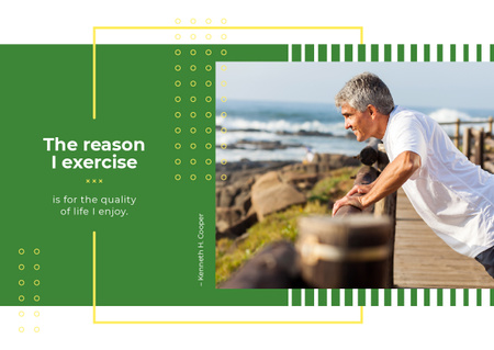 Platilla de diseño Senior man exercising outdoors Postcard
