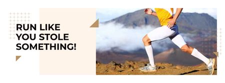 Running sporty young Man with Motivational Quote Facebook cover Modelo de Design