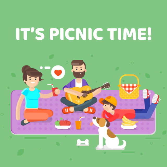 Modèle de visuel Family on a picnic in park - Animated Post